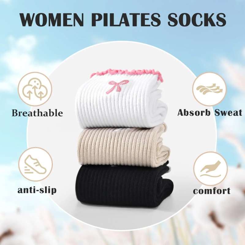 Pilates Yoga Fitness - Профессиональные носки для йоги, хлопковые с